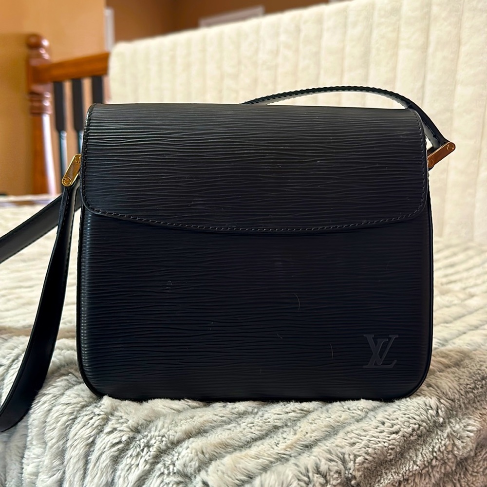 Louis Vuitton black handbag.